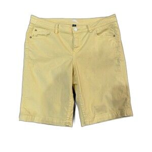 Tommy Bahama Denim Yellow Bermuda Shorts Stretch Cotton Tencel Casual Womens 12
